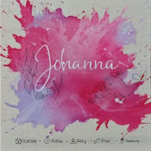Personalisiertes Geburtsbild auf 40 × 40 cm Leinwand Berry Bloom