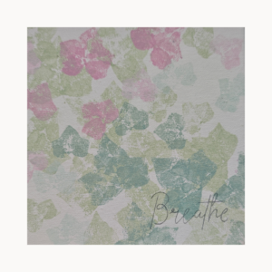 „Breathe“ – Original mit Blattdruck in Pastell, 20 × 20 cm