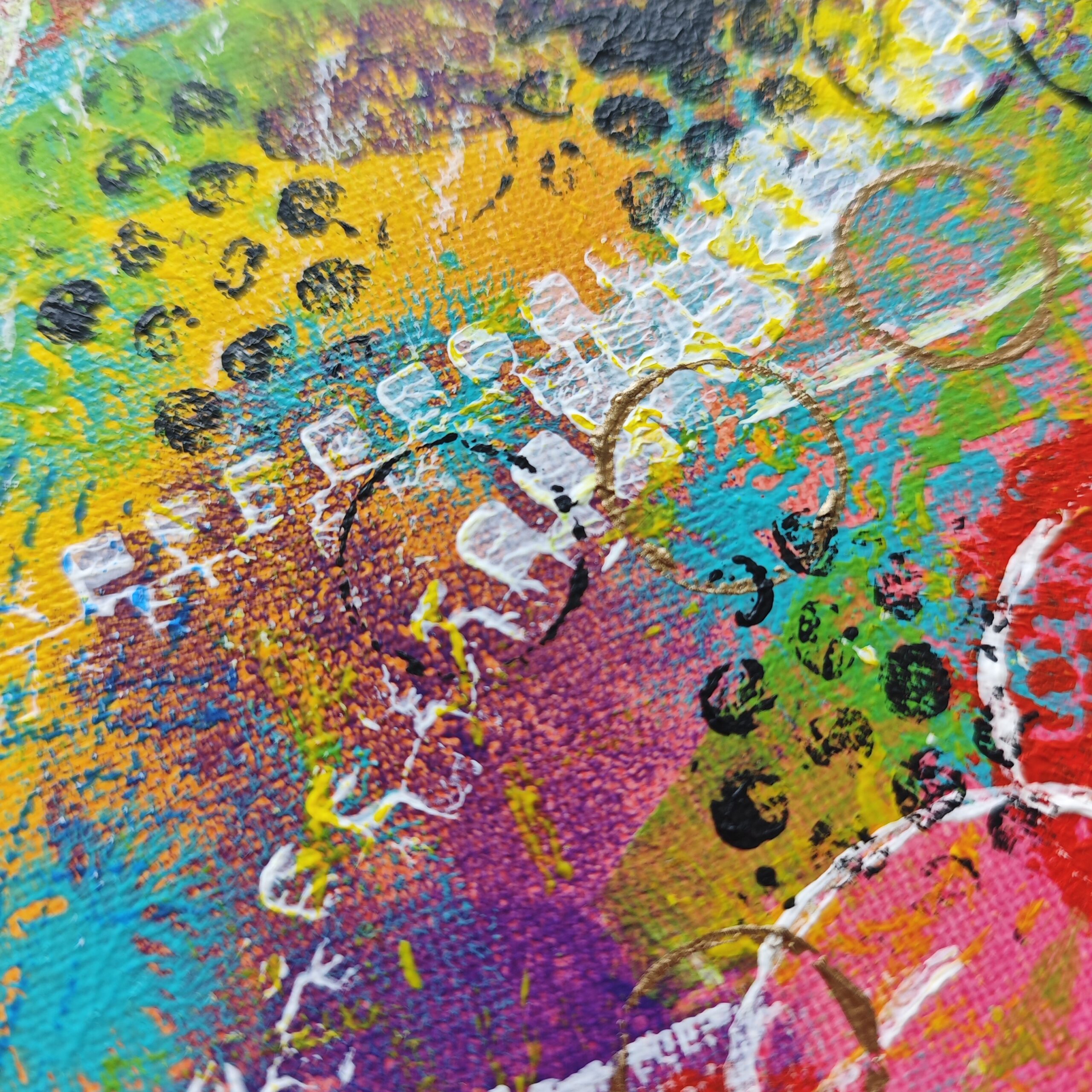 „Color Rush“ – abstraktes Mixed-Media-Original, 20 × 20 cm – Bild 6