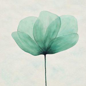Aqua Bloom – Aquarell-Original in Türkis, 70 × 70 cm