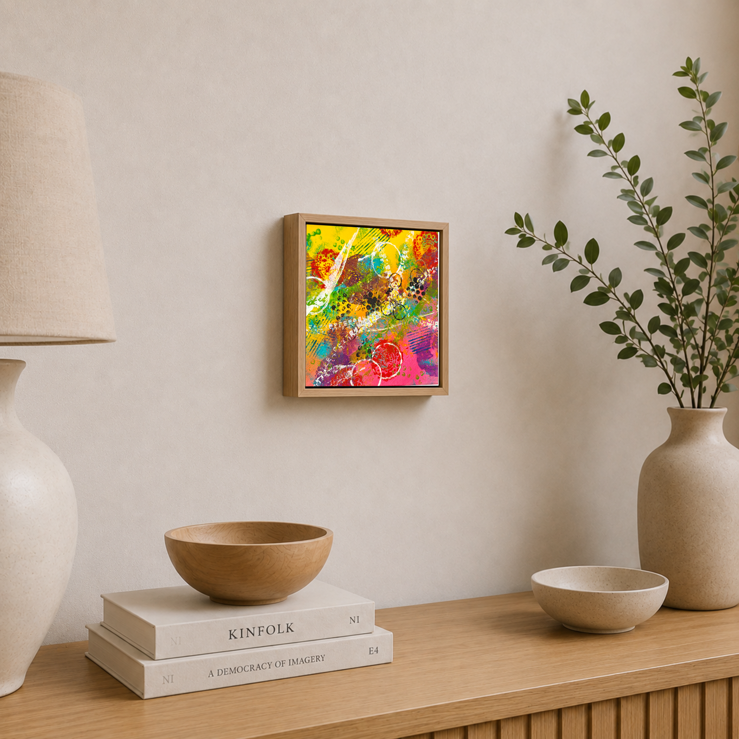 „Color Rush“ – abstraktes Mixed-Media-Original, 20 × 20 cm – Bild 4