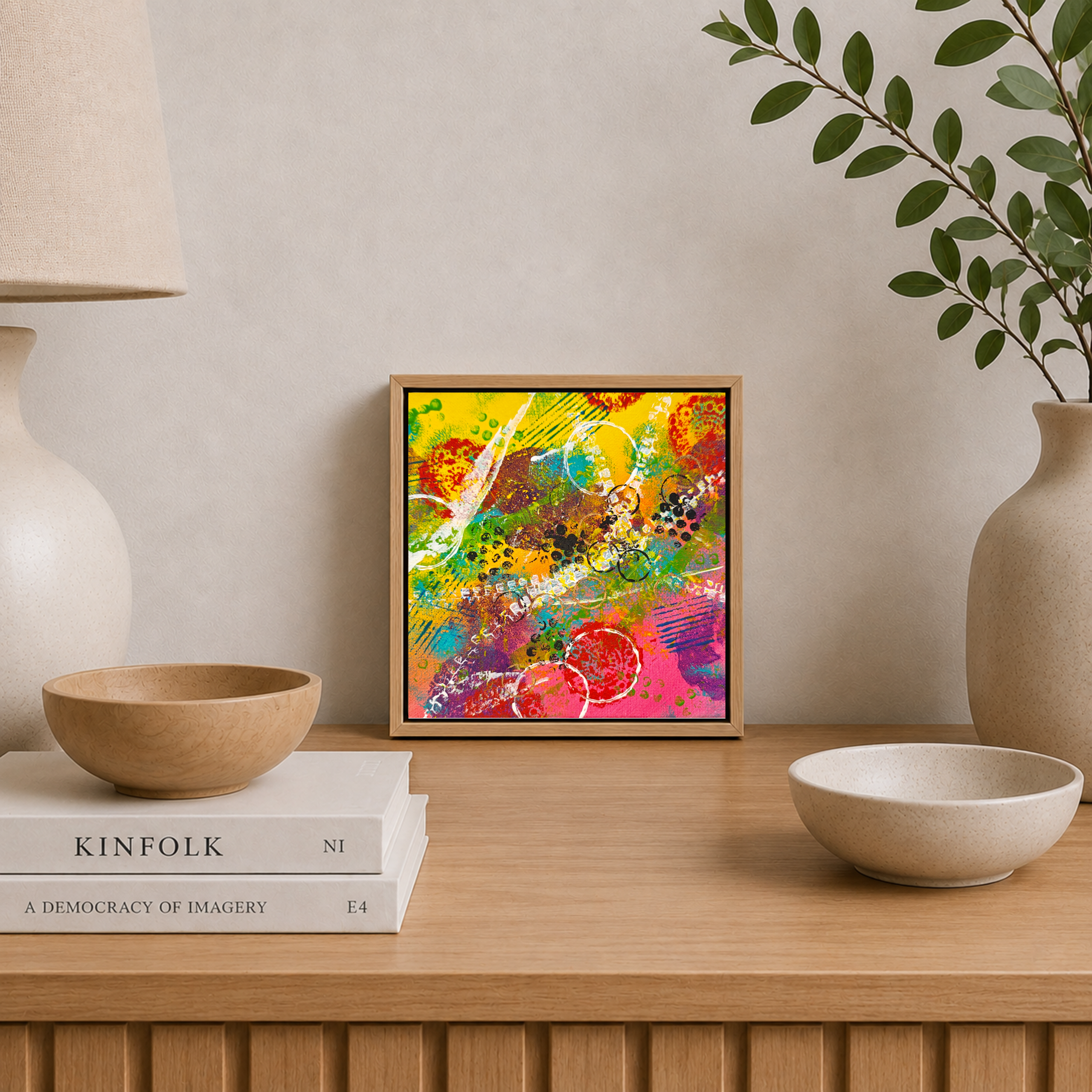 „Color Rush“ – abstraktes Mixed-Media-Original, 20 × 20 cm – Bild 3