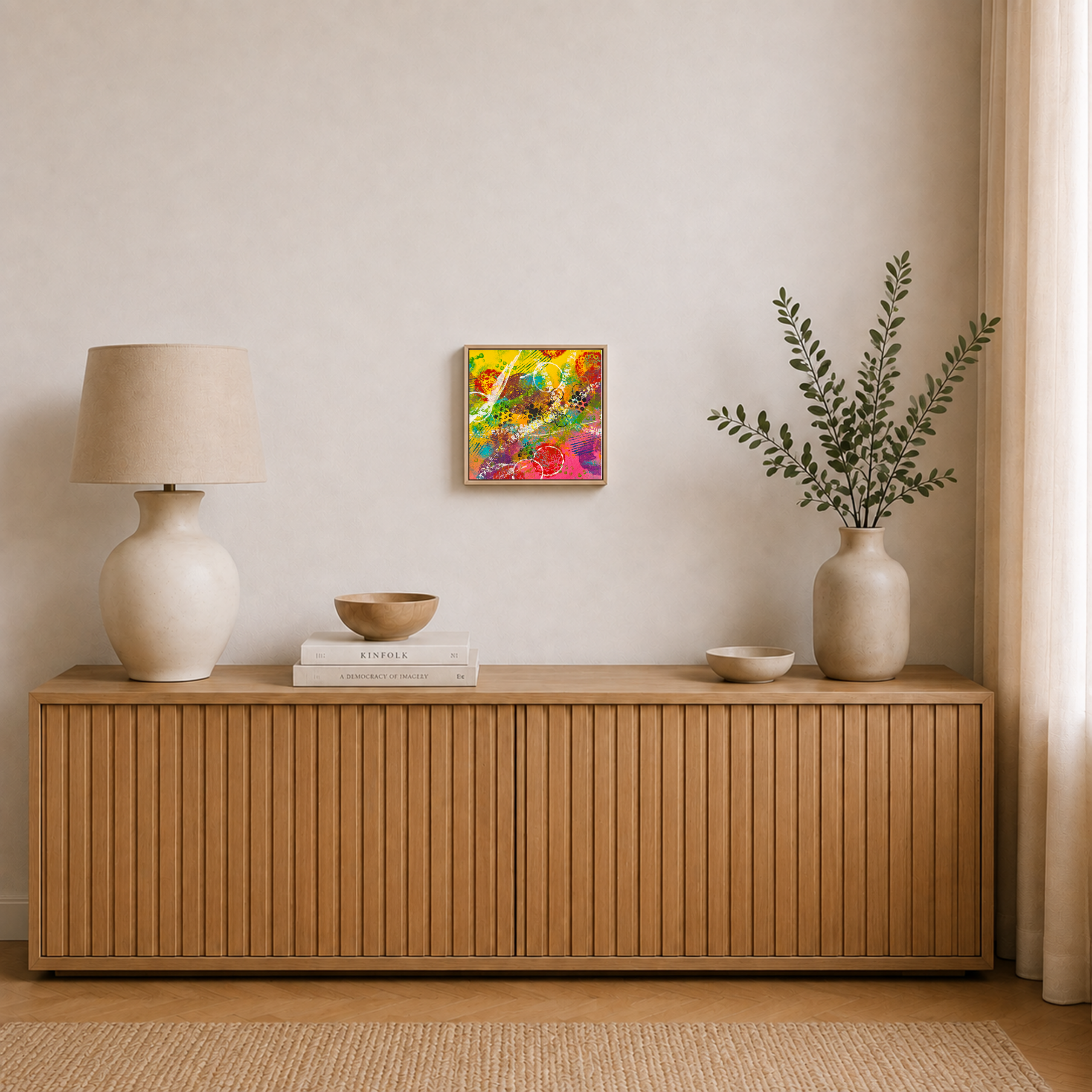 „Color Rush“ – abstraktes Mixed-Media-Original, 20 × 20 cm – Bild 2