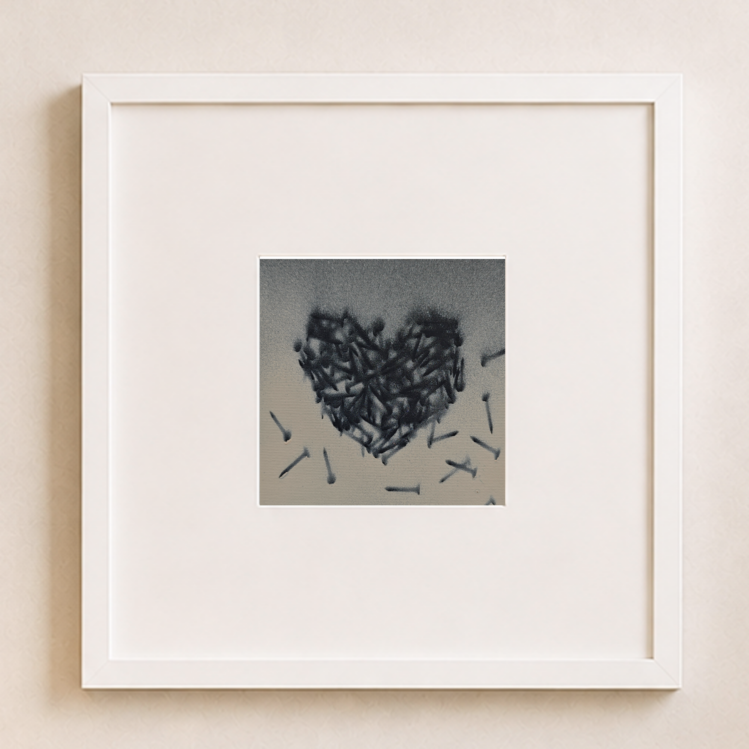 „Heart Trace“ – abstraktes Original in Sprühtechnik, 15 × 15 cm – Bild 2