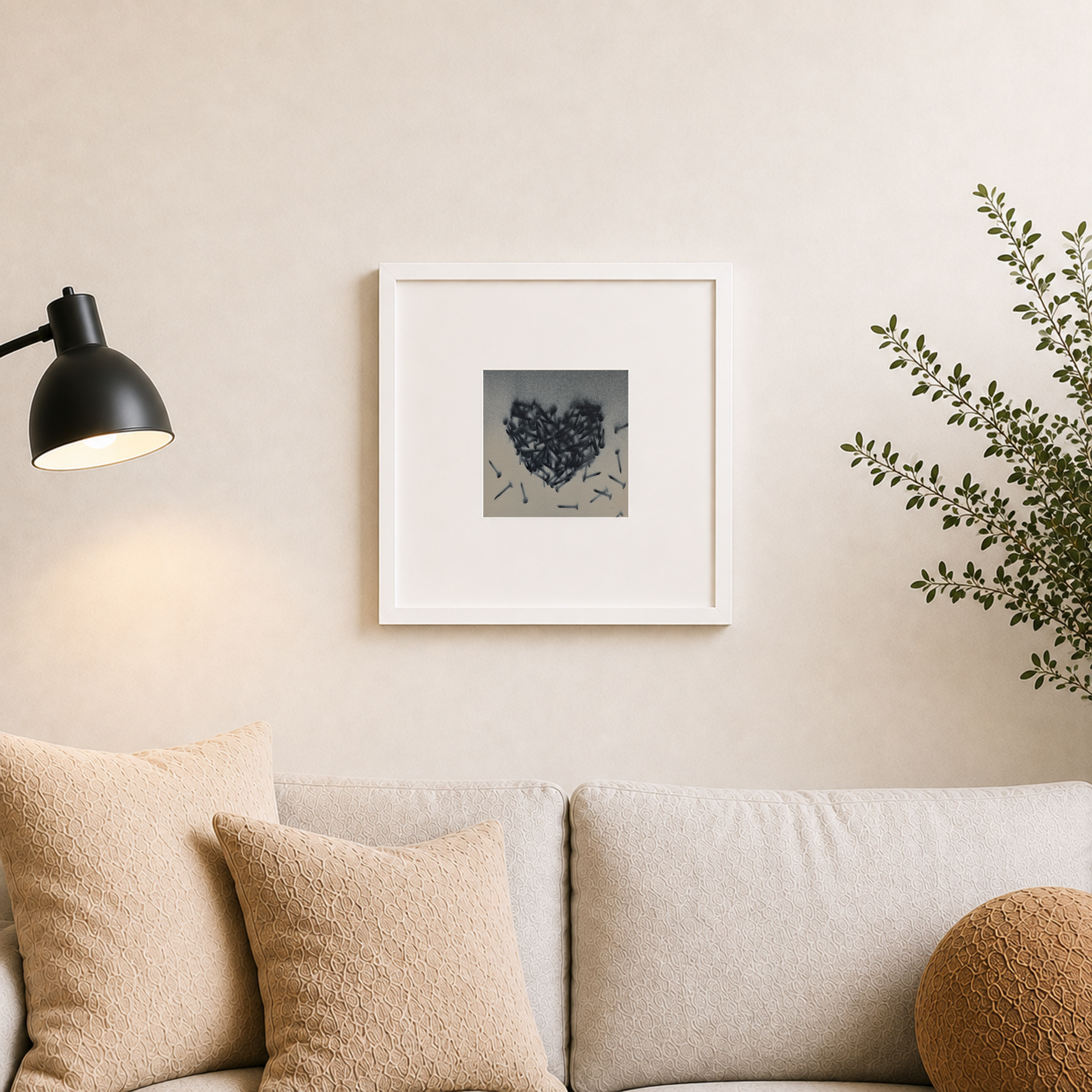 „Heart Trace“ – abstraktes Original in Sprühtechnik, 15 × 15 cm – Bild 3