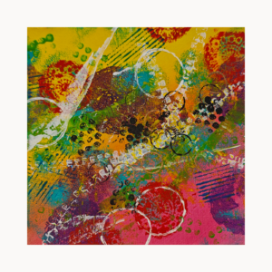 „Color Rush“ – abstraktes Mixed-Media-Original, 20 × 20 cm