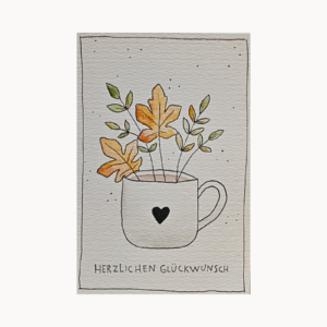 Grußkarte „Herbsttasse“ – Herzlichen Glückwunsch