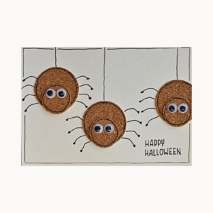 Halloweenkarte „Korkspinnen“ – Happy Halloween