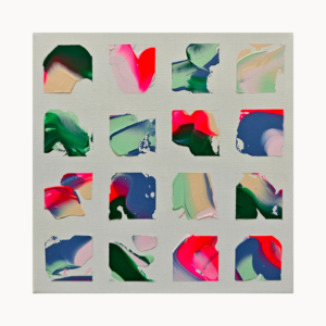 „Color Grid“ – abstraktes Original in Spachteltechnik, 20 × 20 cm