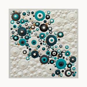 „Dotscape“ – abstraktes Original mit Acryldots, 15 × 15 cm