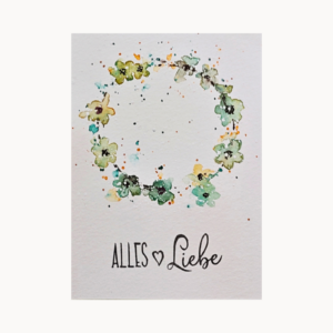 Grußkarte „Blütenkranz“ – Alles Liebe