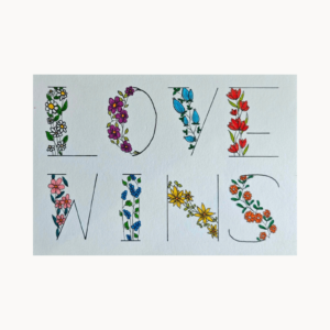 Letteringkarte „Love wins“
